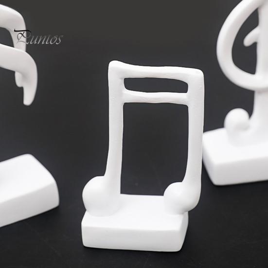 Home Office Music Decor 3Pcs Minimalist Note Resin Sculpture, Treble Clef & Eighth Quarter Desk Stable Base for Piano Room Living Room, Matte