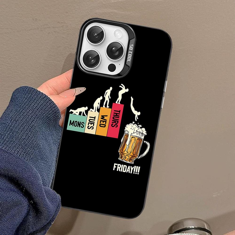 Beer Print Phone Case For IPhone 16 15 14 13 12 11 Pro Max X XR XSMAX 8 7 Plus Matte Shockproof Back Cover