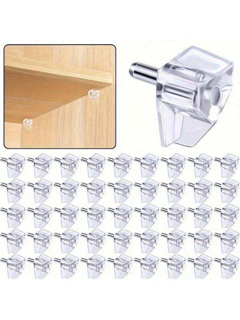 50Pcs Clear Plastic Shelf Support Pegs for Bookshelves Easy Installation Cabinet Supports for Strong and Reliable Shelf Stabilit