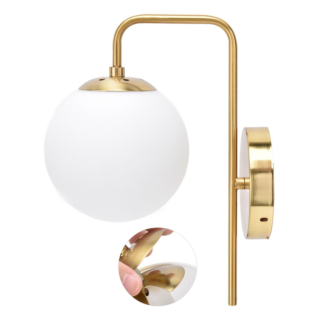 Nordic Modern E27 Glass Ball LED Wall Light Frosted Texture Round Bedroom Wall Lamp 110‑240V