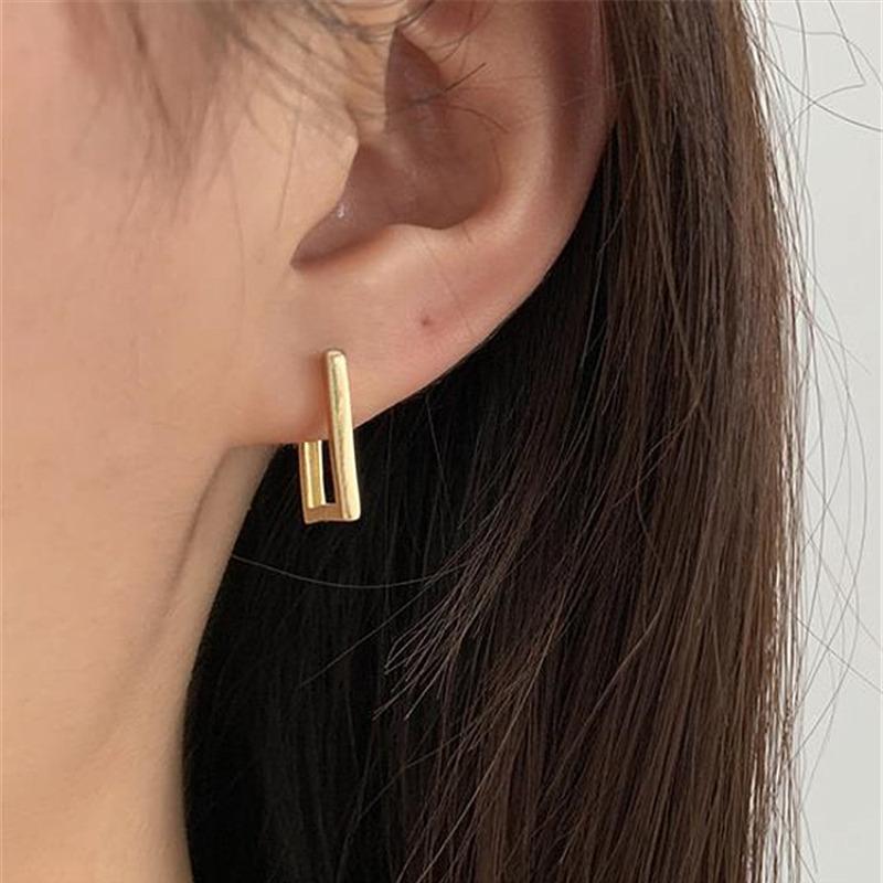 Square Geometric Earrings For Women Rectangular Gold Color Metal Earrings  New Trendy Jewelry Gifts