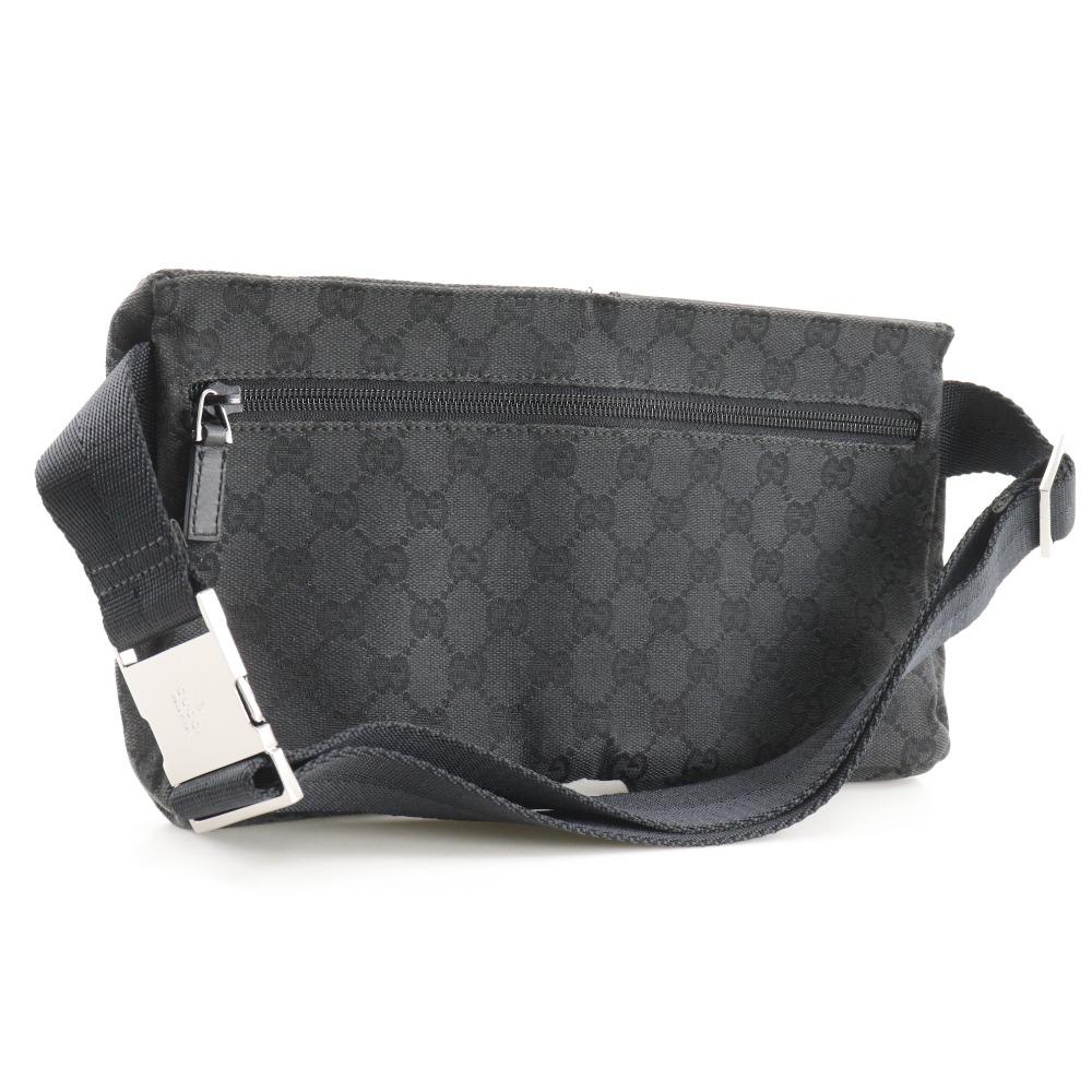 GUCCI body bag Waist bag 28566 black GG canvas/leather unisex Used
