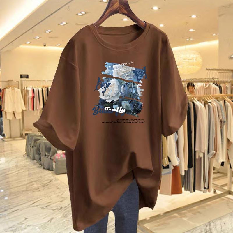 

Fashion summer new American printing loose large size design sense versatile half-sleeve top cotton short-sleeved t-shirt women XXXL