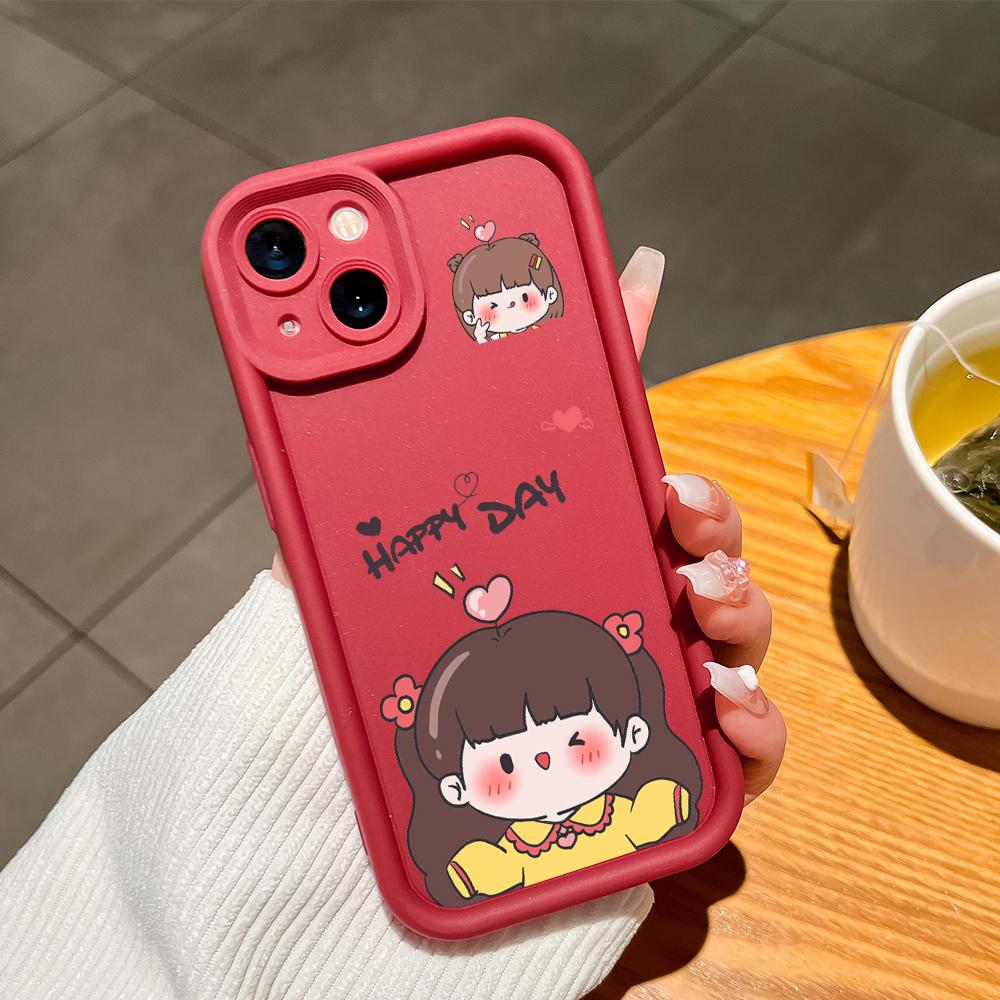 Для iPhone 16 15 Pro Max Redmi Note 13 12 11 Pro Samsung S23 FE S24 Plus S24 Ultra A52 A72 A54 Lovely Girl Full Lens Protective Soft Silicone Phone Case