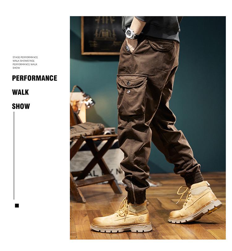 Men's Winter Retro Velvet Cuffed Stretch Overalls - Versatile & Warm 98099