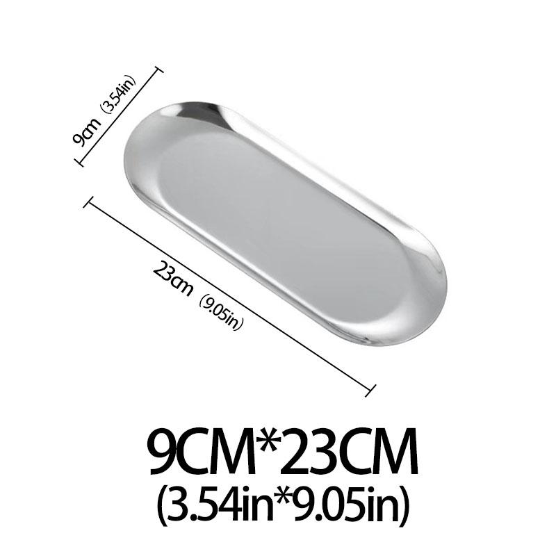 Stainless Steel Jewelry Tray Cosmetic Holder Oval Metal Dining Dessert Plate for Tray Snack Plate Steak Kitchen Plate Dish