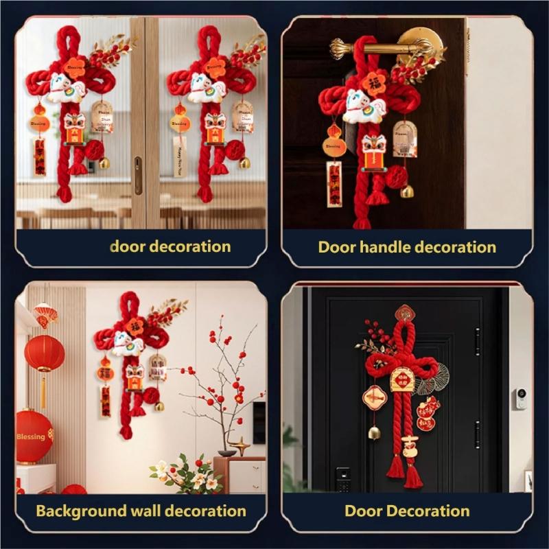 Handcrafted Cotton Thread Auspicious Knot Ornament New Year Pendant for Holiday Parties and Gifting