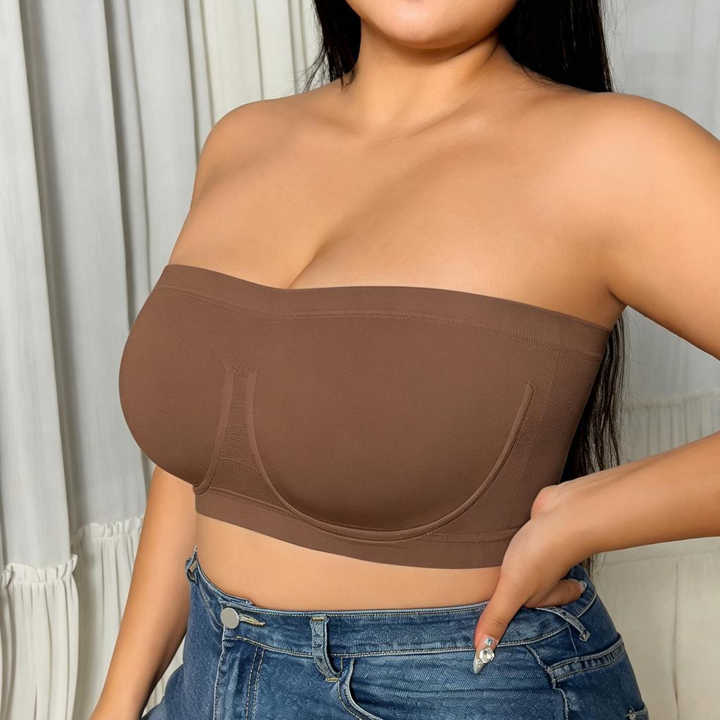 Zeriluna Strapless Non-slip Bandeau Bra Highly Elastic and Comfortable Off-shoulder Clothing Available In Multiple Colors