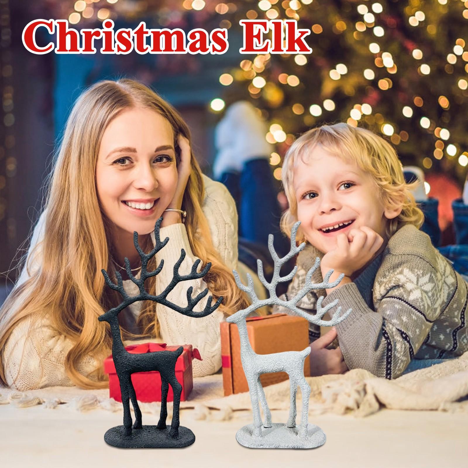 

Christmas Elk Ornaments Desktop Table Christmas Decoration Metal Crafts One Size чёрный