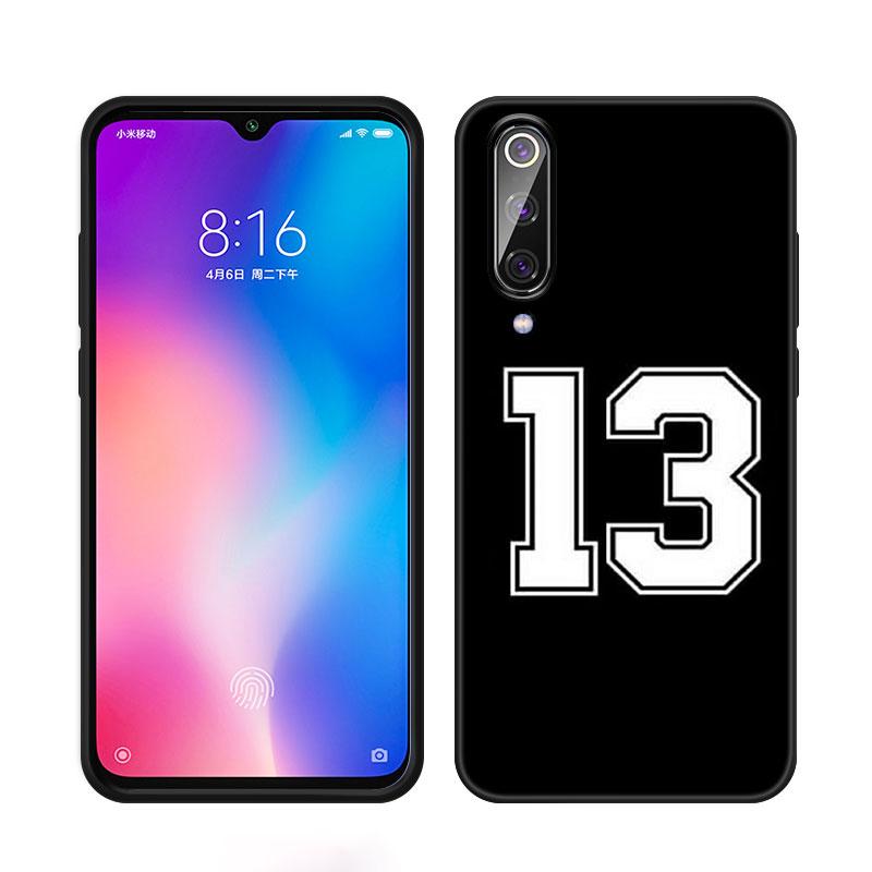 Husa de telefon cu număr de baschet de fotbal pentru Xiaomi Mi A2 8 9 SE Note 10 10T 11 12 Lite 9T 11T 12S 12T Pro A3 6X 12X Husă neagră