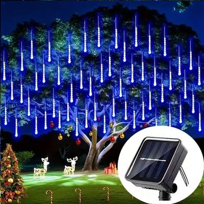 8 Pcs Solar Meteor Shower Rain Lights Waterproof String Lights Christmas Decoration
