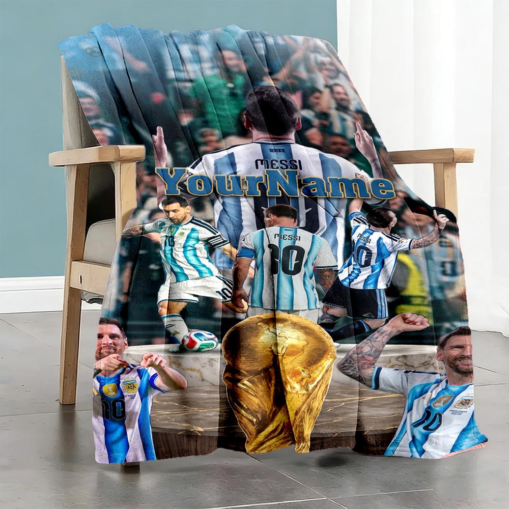 Messi 265 Personalized Text Blanket Throw Customizable Blanket Comfortable Perfect for Office Chair Chair Nap Seaside All-Season Use