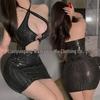Pailletten V-Ausschnitt Bodycon Clubkleid
