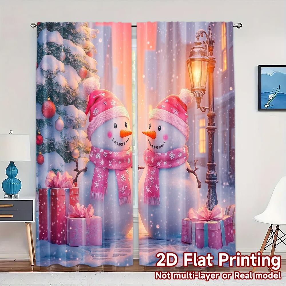 

2 шт., Шторы Милые снеговики Рождественская елка Подарки (3) Шикарные шторы Универсальные полиэстеровые шторы Праздничные декоративные для 52.50×116.00 CM 2pcs