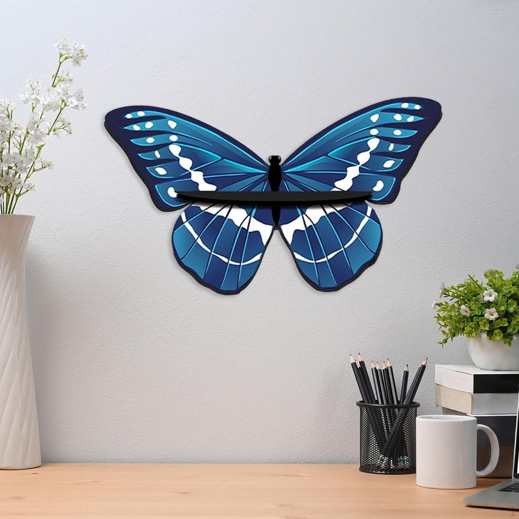 Wooden Butterfly Wall Shelf Decorative Holder Multifunction Organizer Gift Hanging Display Stand