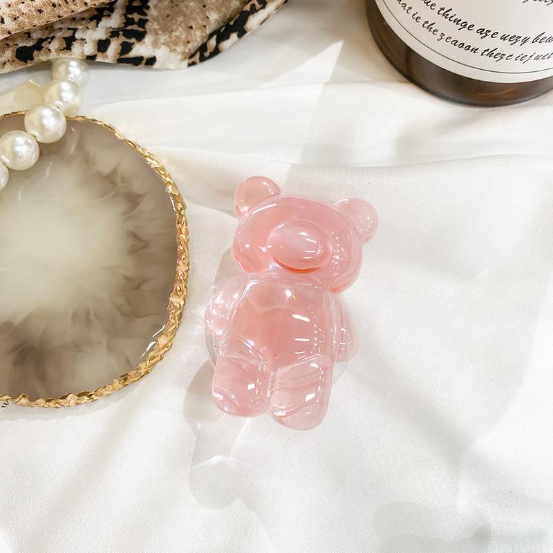 Color Bear Airbag Bracket Cartoon Epoxy Cute Creative Lazy Desktop Bracket Simple Solid Color Portable Ring