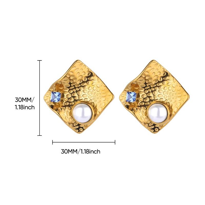Temperament slightly inlaid zircon shell flower stud earrings high sense fashion exquisite earrings retro personality trend earrings