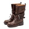 Leather Martin boots women's boots autumn new belt buckle knight boots locomotive boots retro single boots medium boots