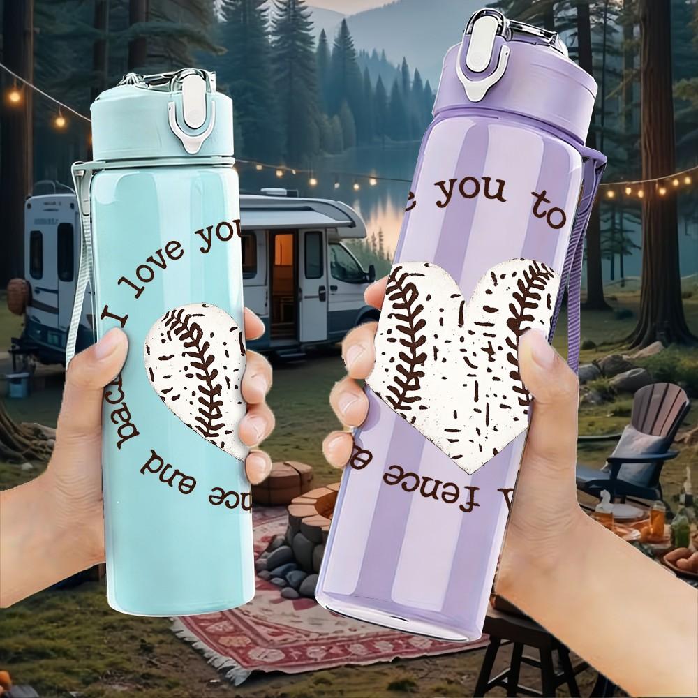 1PC I Love You Heart Hand Art Print 750ml Color Plastic Sports Water Bottle Leakproof Flip Straw Lid Suitable for Sports Office Home Use