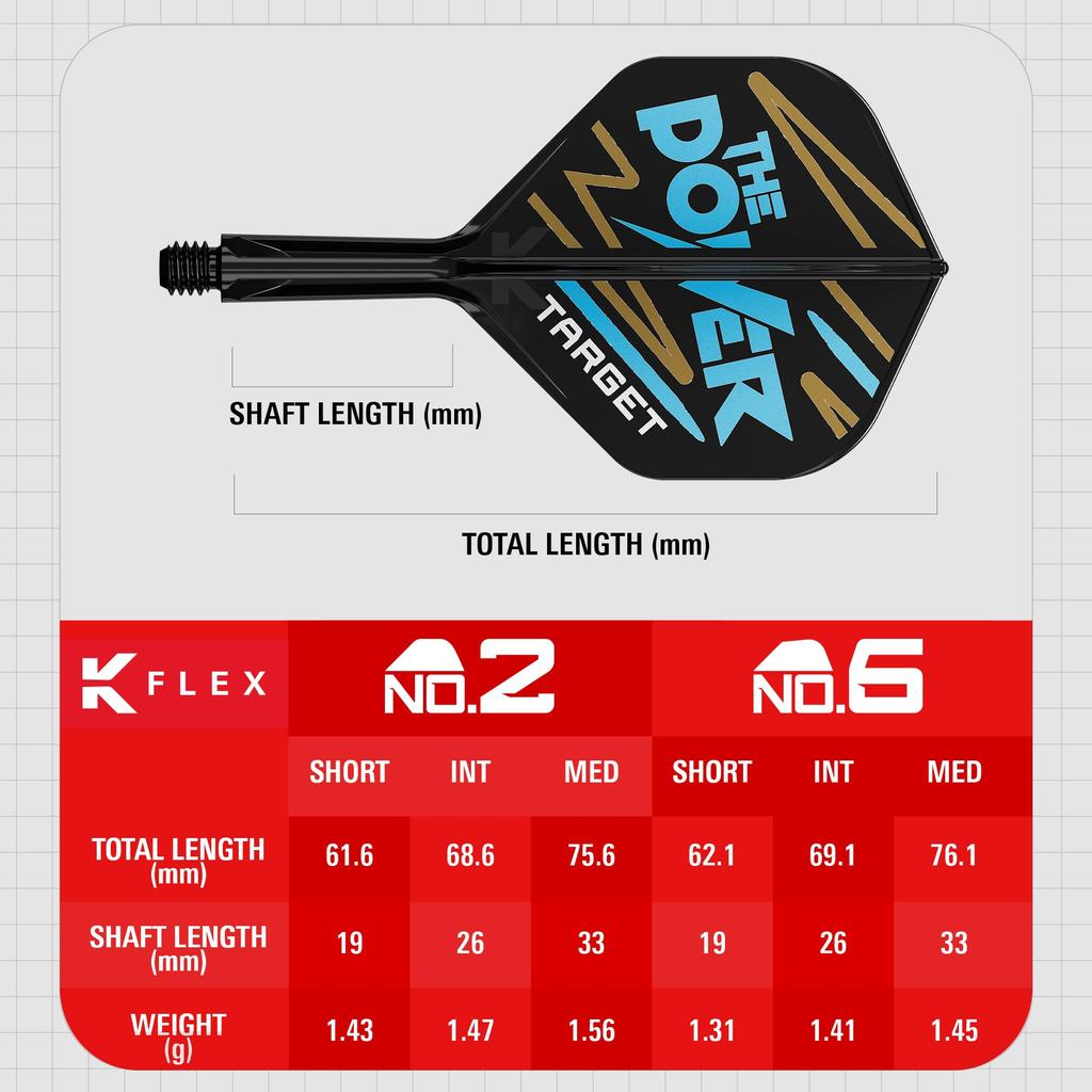 Target Darts Phil Taylor KFLEX Flight Shaft 2 Kflex Short & System, No. (Standard) All-in-One Flights, 3-Pack, (19mm)