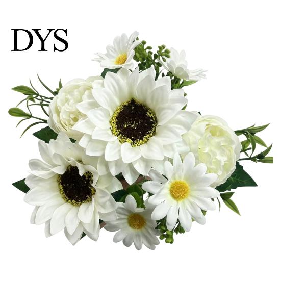 Realistic Silk Flowers for Wedding Centerpieces Sunflower Artificial Flowers, Fake Bouquet Home, Rustic Faux Arrangements Table Decor Fabric