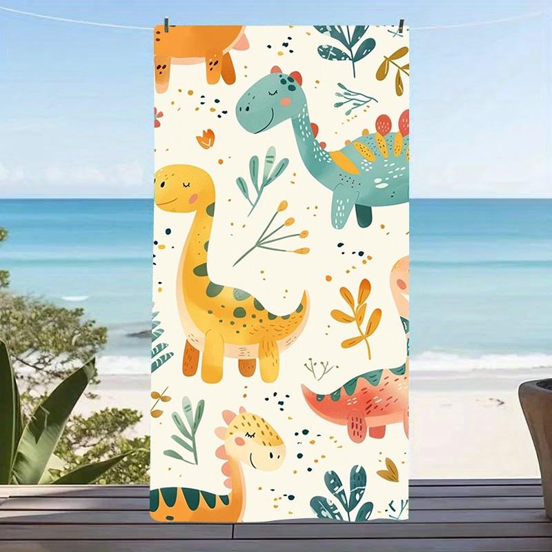 Cute Cartoon Dinosaur Rainbow Floral Kids Beach Towel Quick Dry Sand Free Swimming Towel Soft Absorbent Towel Summer Holiday