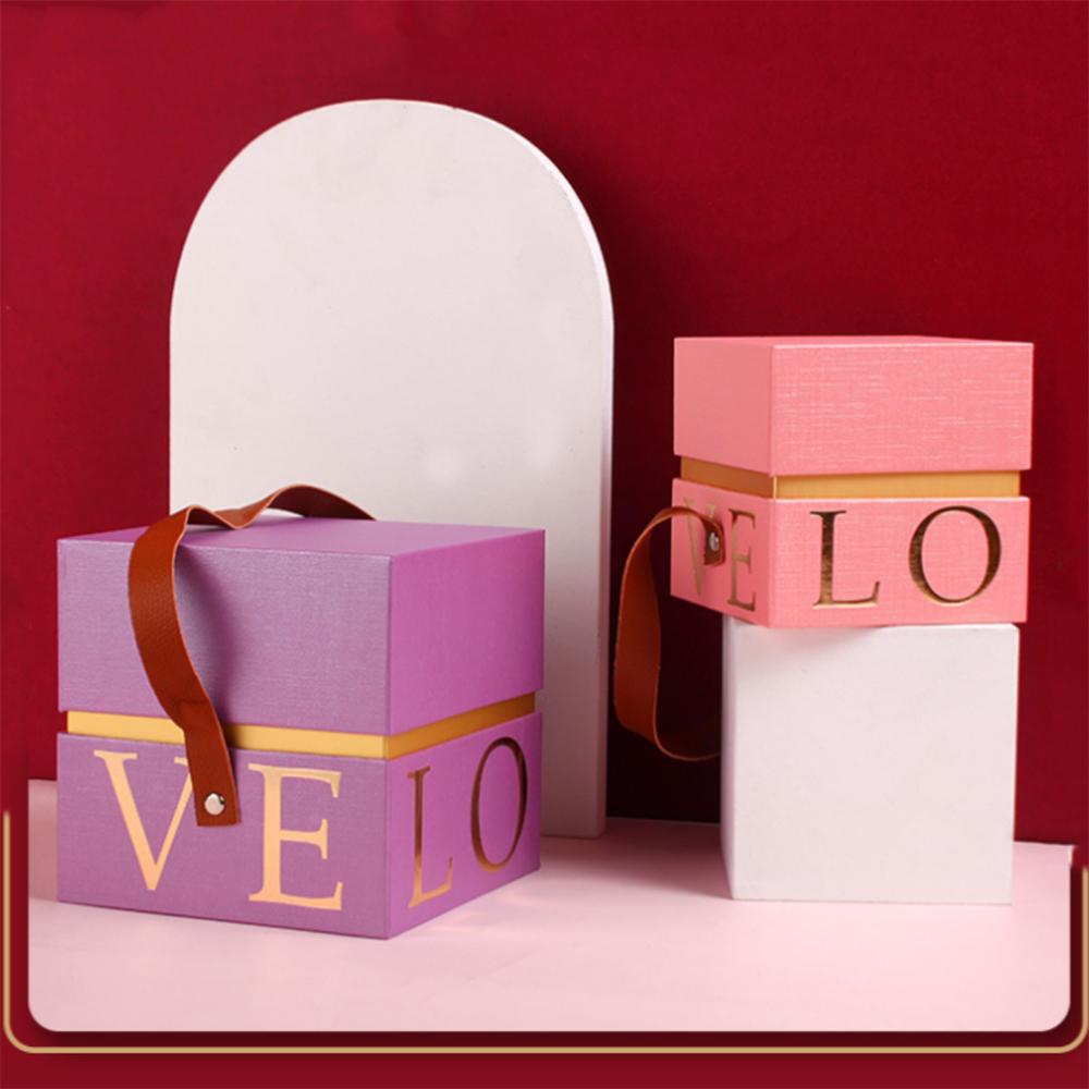 Wedding Favor Gift Packaging Box Handled Candy Box for Valentine's Day Christmas Present Boxes Square Candy Jewelry Storage Case