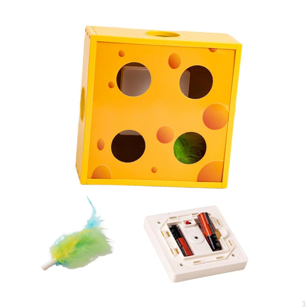 Automatic Cat Toy, Cardboard Design, Cheese Box, Activity for Small And Medium Cats