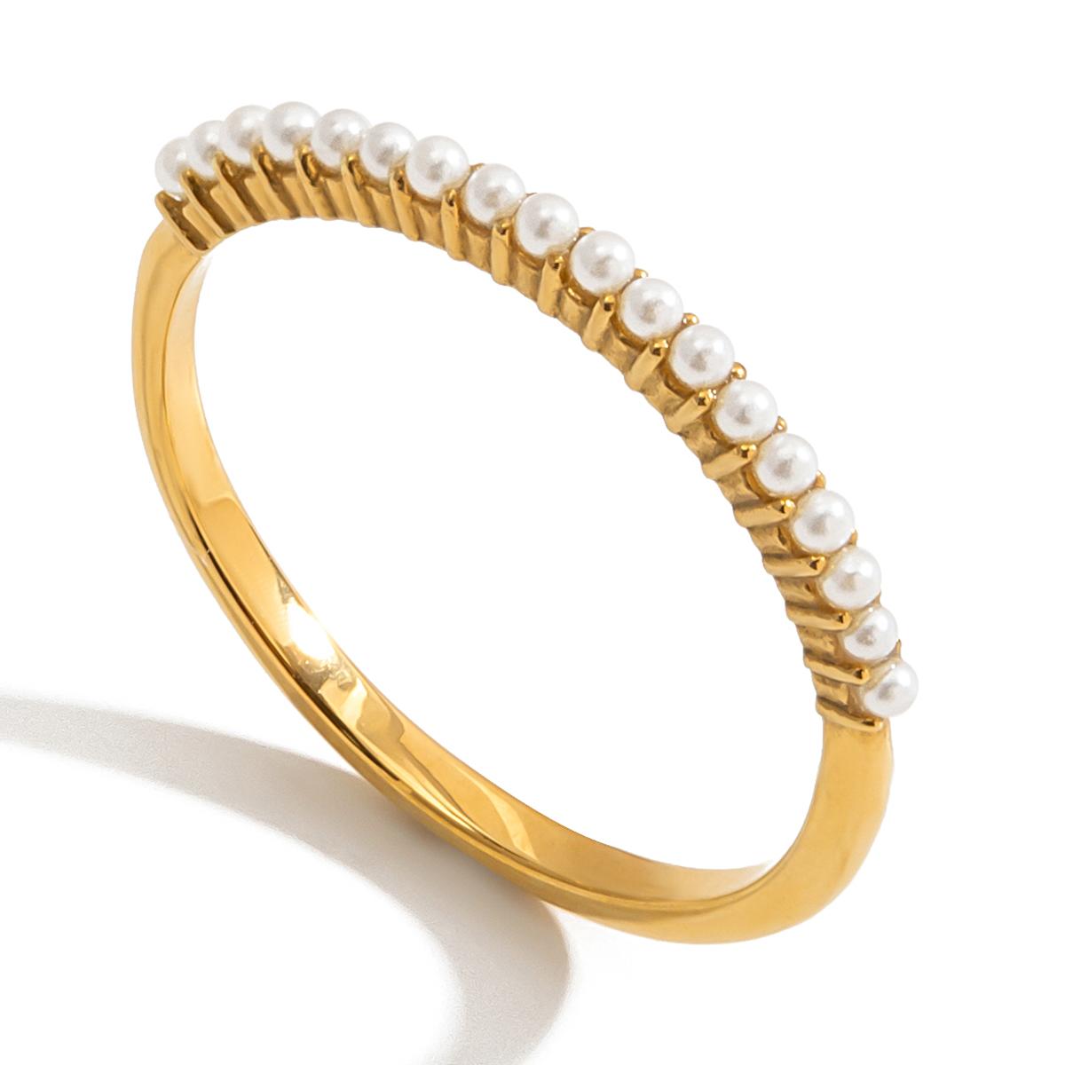 

Yori Imitation Pearl Plain Band Ring High Quality 18k Gold Pvd Plated Stainless Steel Finger Jewelry Gift Accessories 7