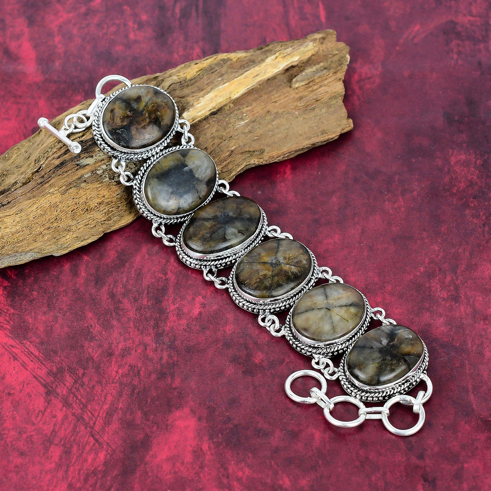 

Браслет из киастолита, Ювелирные изделия из драгоценных камней из стерлингового серебра 925 пробы, Удивительные ювелирные изделия ручной работы, Подарок для нее