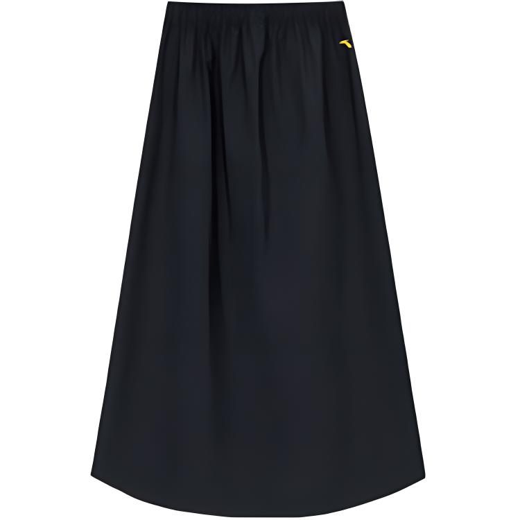 Anta Outdoor Hiking Windproof Water-Repellent Oil-Resistant Solid Color Casual Long Skirt Women Skirts Basic-Black 962437203-3
