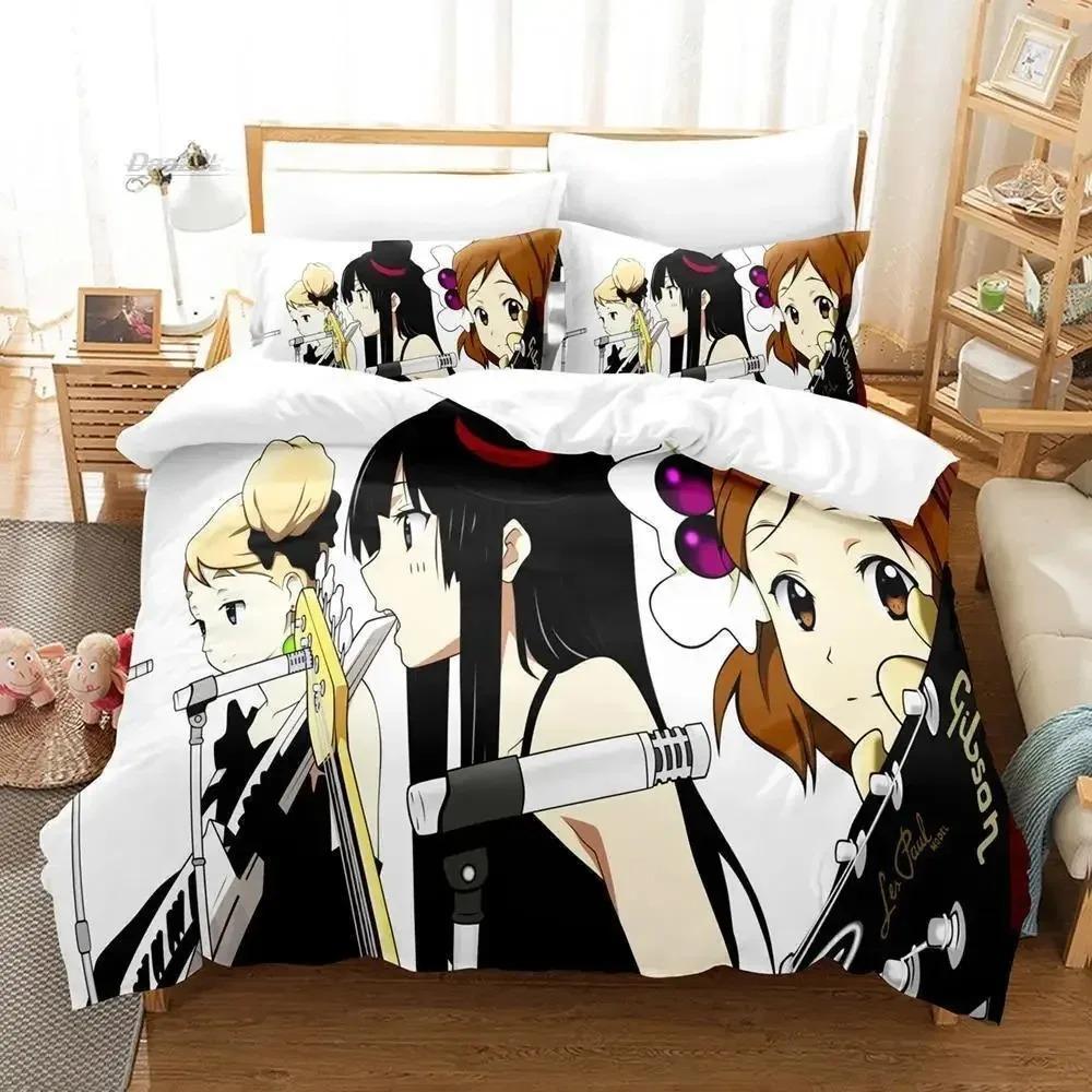 Kawaii K-ON! Bettwäsche-Set Einzelbett Twin Full Queen King Size Bettset Erwachsener Kind Schlafzimmer Bettbezug-Sets 3D-Druck Anime Bettlaken-Set
