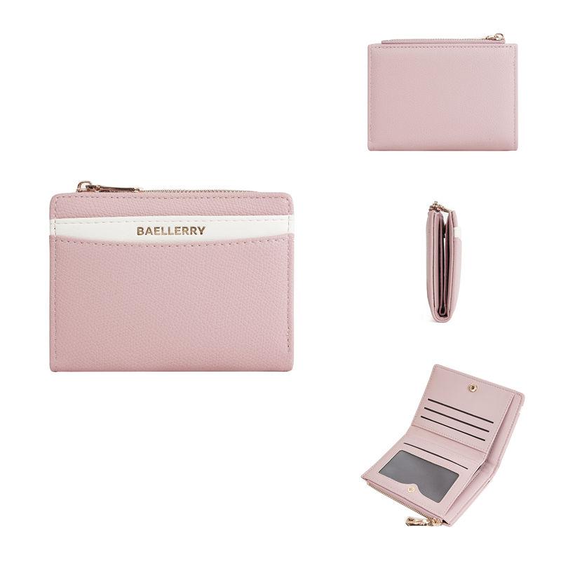 Baellerry Women Fashion Bi-fold Wallets Artificial Leather Hasp Zipper Coin Purse Card Holder