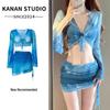 Women's Conservative Slimming Bikini Set - 4-Piece Hot Spring Swimwear for Students (Small Chest) - Promise 53223