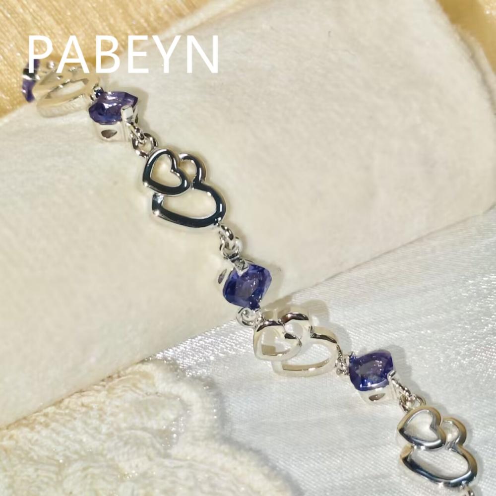 925 Sterling Silver Fashion Temperament Double Love Purple Crystal Zircon Bracelet Birthday Party Anniversary Gift