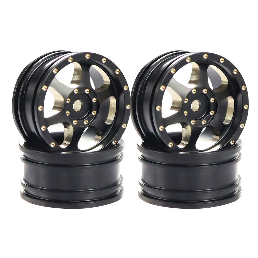 1/30 RC Crawler Black 0.7" Coating Brass Wheel Rim Hub with Tires Offset  for AXIAL SCX30 Jeep Wrangler JLU Ford Bronco