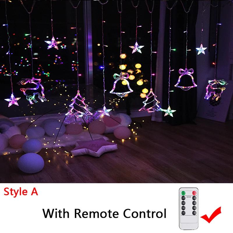 Christmas Decor String Garland Curtain Light LED for Wedding Home Christmas Tree Ornament 2024 Navidad Xmas Gift 2025 New Year