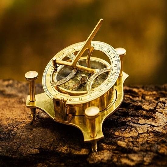 Solid Brass Sundial Compass Maritime Navigation Instrument