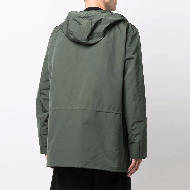 Y-3 Zipper Chest Pocket Solid Color Mid-Length Parka Men Outerwear Green HB3400
