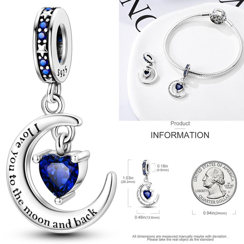 Inlaid Zirconium Sun 925 Silver Travel Balloon Butterfly Love Family Sister Heart Charm Fits Women Jewelry