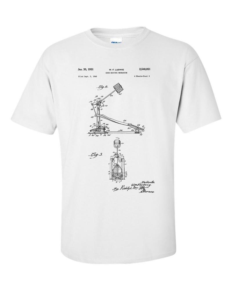 Drum Kick Patent Drummer Drum Pedal Percussion Blueprint TShirt 2XL