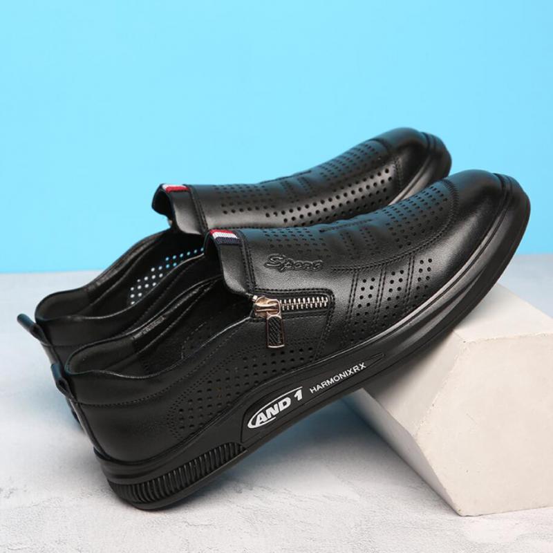 2022 Sommer Business Leder Herren Anzugschuhe Mann Slipper Mokassins Atmungsaktive Sandalen Slip On Schwarz Fahrschuhe Zapatillas