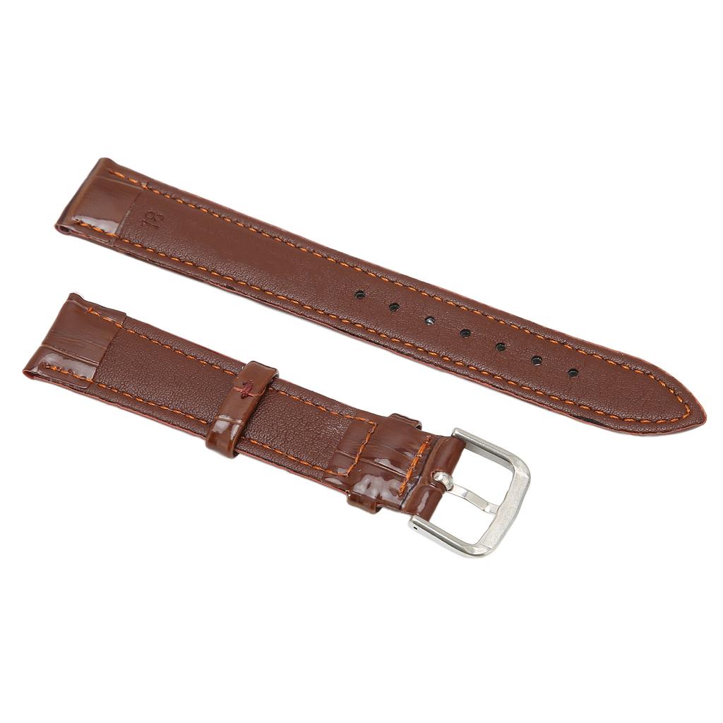 Watch Band PU Leather Alloy Pin Buckle Sweatproof Soft Breathable Replacement WatchbandBrown
