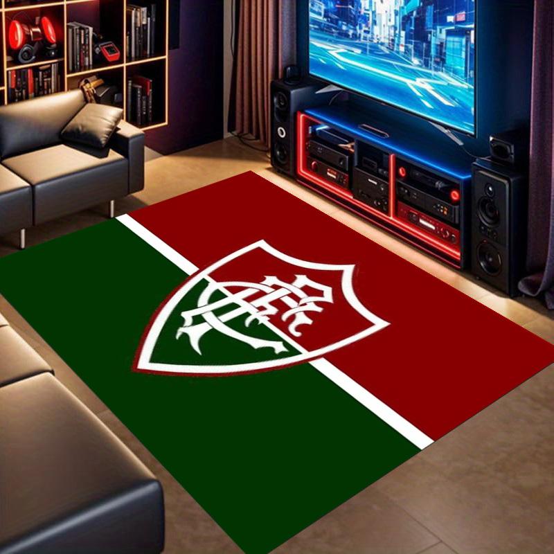 Fluminense FC Club Crest Red Green Split Background Print Area Rug Brazilian Soccer Fan Non Slip Rectangular Floor Mat Gaming Room Home Decor Rug