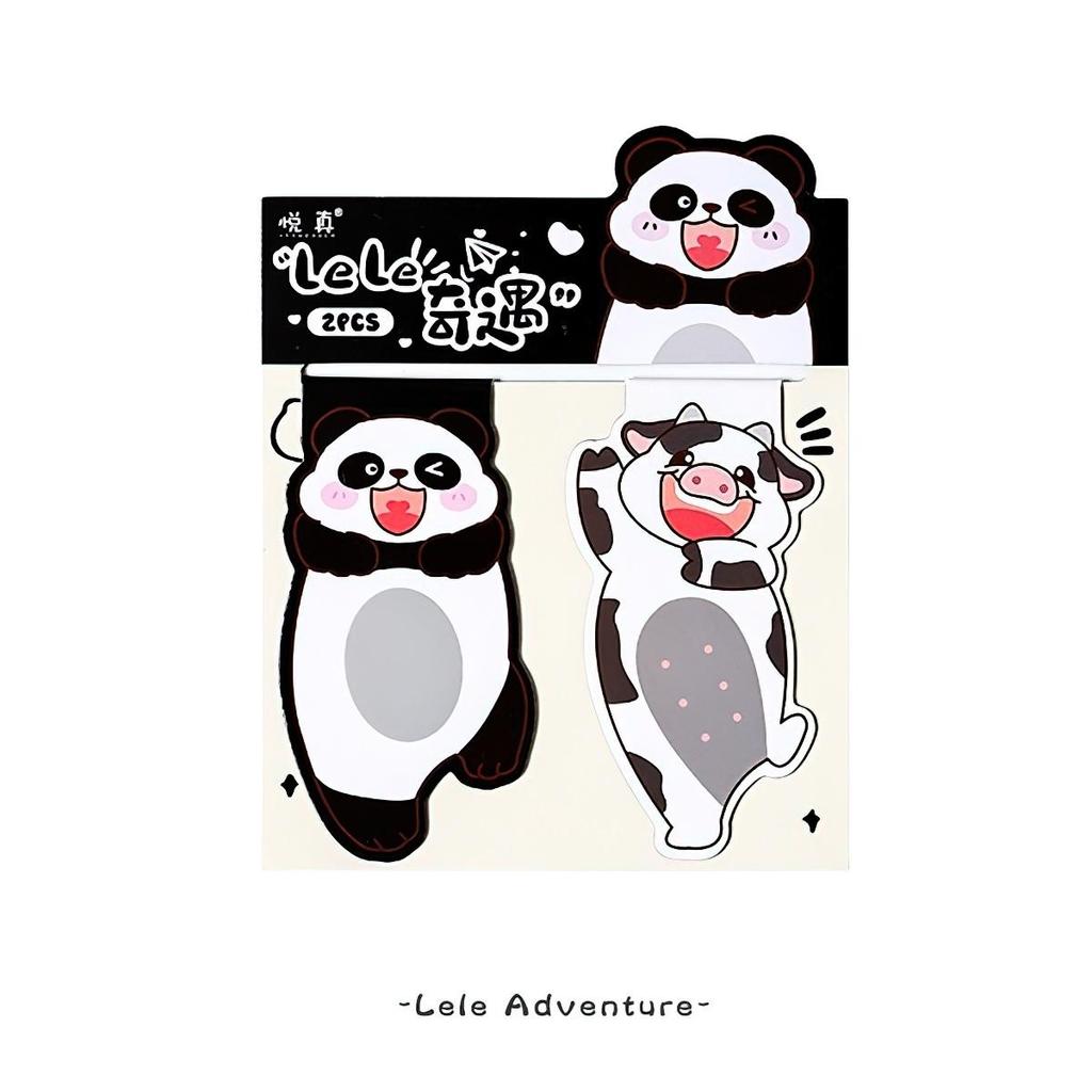 2pcs/Set Cub Adventure Magnetic Bookmarks Cartoon Animal Print Kawaii Mini Page Clips Marker Holder for Reading Books