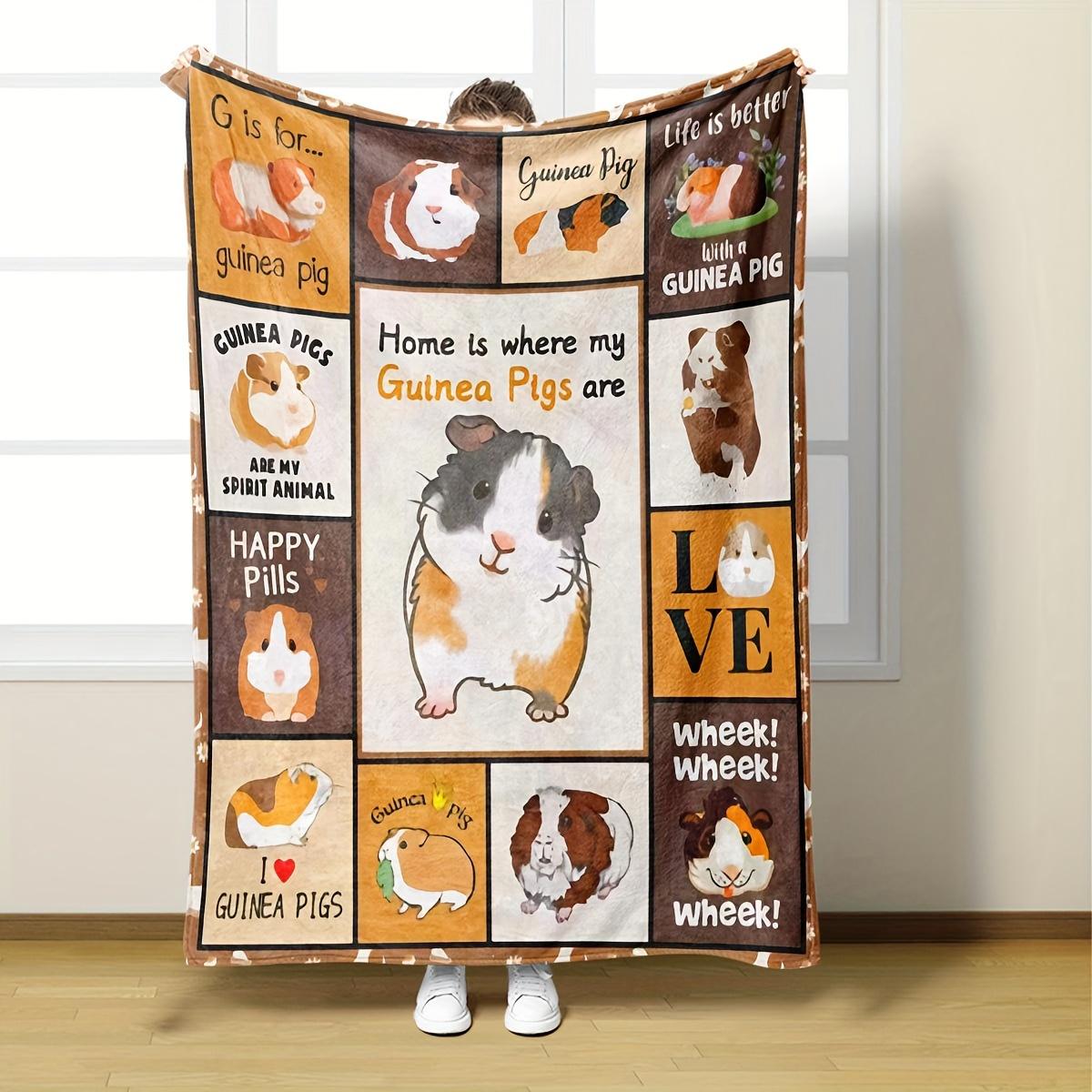 

Плед из фланели с изображением морской свинки, всесезонный и вязаный подарок для любителей животных, уютное одеяло для путешествий и отдыха на открытом воздухе, сухое, декоративное 30x40in