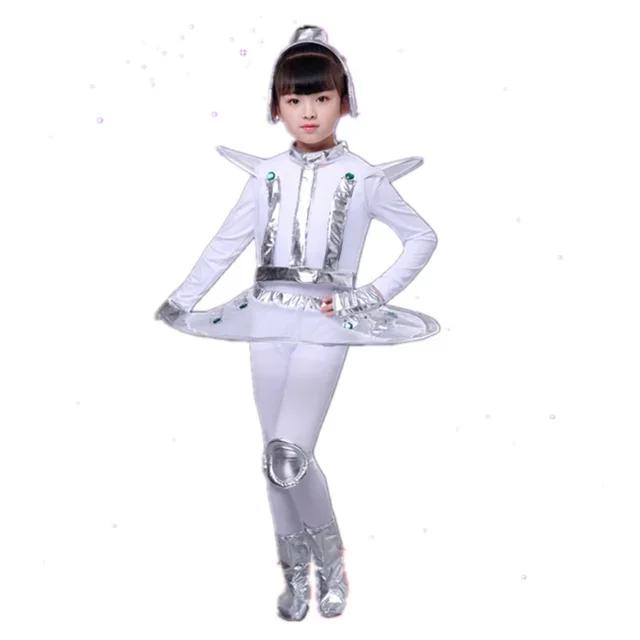 Costume Bambini Robot Spazio Stile Futuro Ragazzi Ragazze Abito da Esibizione Alieno Halloween Spettacolo Teatrale Festa Cosplay Vestiti per Travestirsi