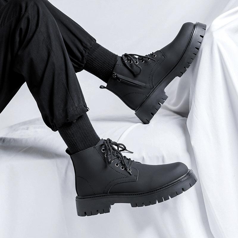 Martin boots men's British high-end thick-soled heightening trendy shoes men's breathable high-top locomotive leather boots 3306-R