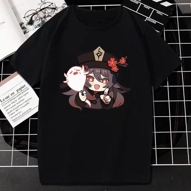 Nuovo Gioco Genshin Impact T-Shirt Donna Unisex Kawaii Top Classici Giochi Personaggio Stampa Grafica Top Harajuku Cartone Animato Streetwear Maglietta