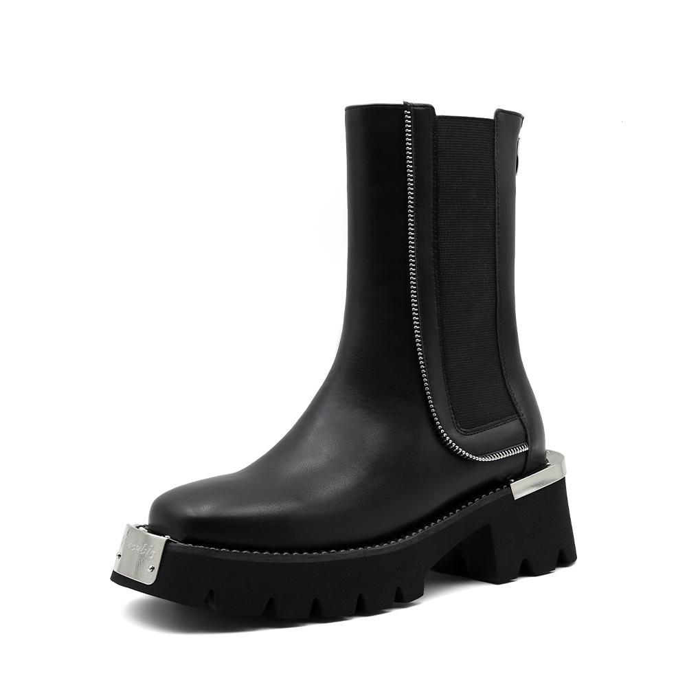 

Модные Новые Женские Ботинки Модные На Толстой Подошве Панк Стиль Металлическая Отделка Женские Ботинки Высокое Качество Трендовые Женские Ботинки Botas Para Mujer 41